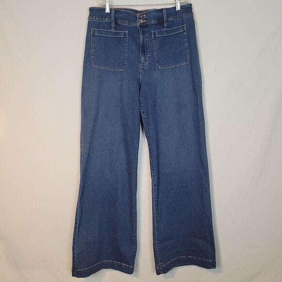 INC  International Concepts Womens 16 Jeans Blue High-Rise Wide-Leg NEW 33x32.5 - Picture 1 of 12